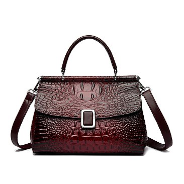 Quality Crocodile Medium Size Buckled Satchel
