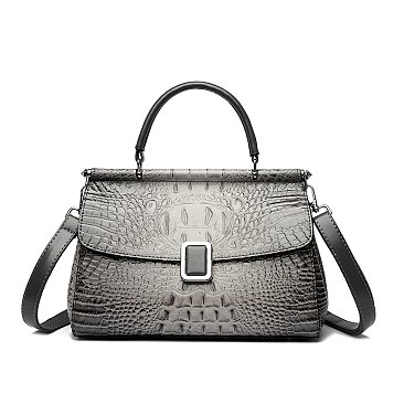 Quality Crocodile Medium Size Buckled Satchel