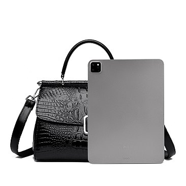 Quality Crocodile Medium Size Buckled Satchel