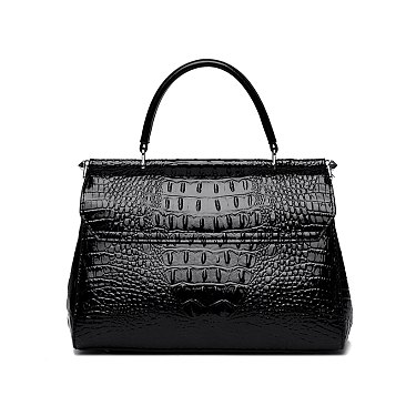 Quality Crocodile Medium Size Buckled Satchel
