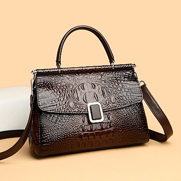 Quality Crocodile Medium Size Buckled Satchel