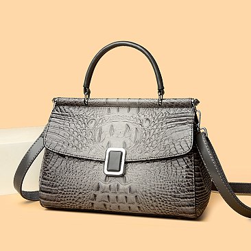 Quality Crocodile Medium Size Buckled Satchel
