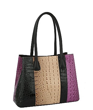Ostrich Croc Multi Compartment Satchel