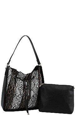 MIXED ANIMAL SKIN PATTERN 2 IN 1 SATCHEL