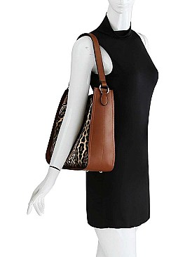 MIXED ANIMAL SKIN PATTERN 2 IN 1 SATCHEL