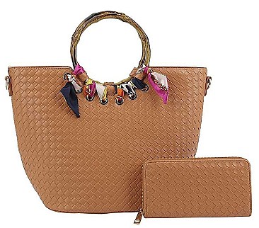 2IN1 FASHION SILK SCARF PLAIN CHECKER STYLE TOTE