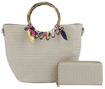 2IN1 FASHION SILK SCARF PLAIN CHECKER STYLE TOTE