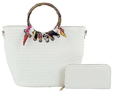 2IN1 FASHION SILK SCARF PLAIN CHECKER STYLE TOTE