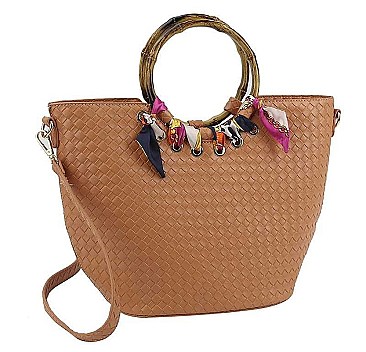 2IN1 FASHION SILK SCARF PLAIN CHECKER STYLE TOTE