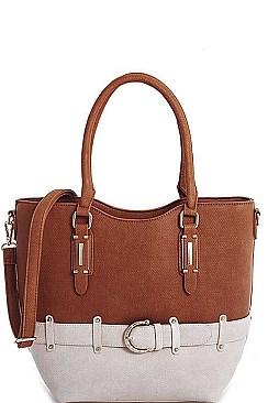 2 IN 1 TWO TONE TRENDY SATCHEL