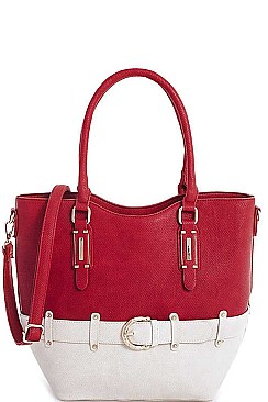 2 IN 1 TWO TONE TRENDY SATCHEL