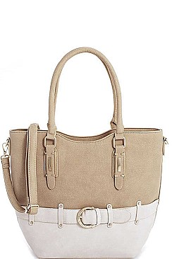 2 IN 1 TWO TONE TRENDY SATCHEL