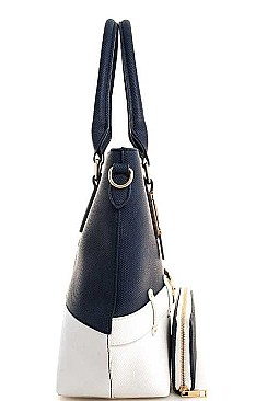 2 IN 1 TWO TONE TRENDY SATCHEL