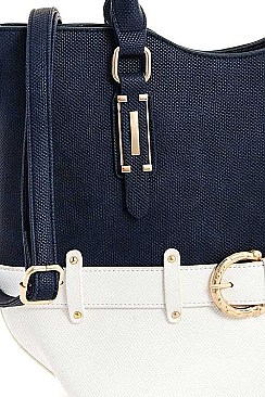 2 IN 1 TWO TONE TRENDY SATCHEL