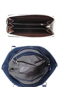 2 IN 1 TWO TONE TRENDY SATCHEL