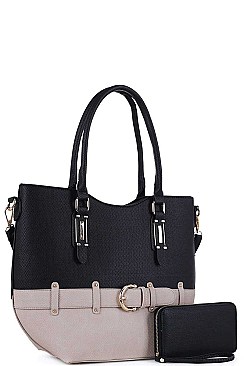 2 IN 1 TWO TONE TRENDY SATCHEL