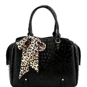 OSTRICH PRINT LEOPARD SCARF 2 WAY SATCHEL