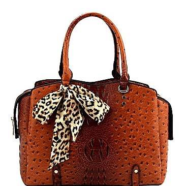 OSTRICH PRINT LEOPARD SCARF 2 WAY SATCHEL