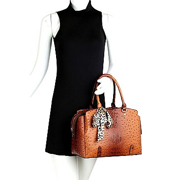 OSTRICH PRINT LEOPARD SCARF 2 WAY SATCHEL