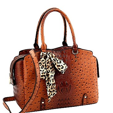 OSTRICH PRINT LEOPARD SCARF 2 WAY SATCHEL
