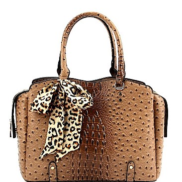 OSTRICH PRINT LEOPARD SCARF 2 WAY SATCHEL