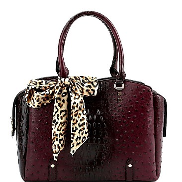 OSTRICH PRINT LEOPARD SCARF 2 WAY SATCHEL