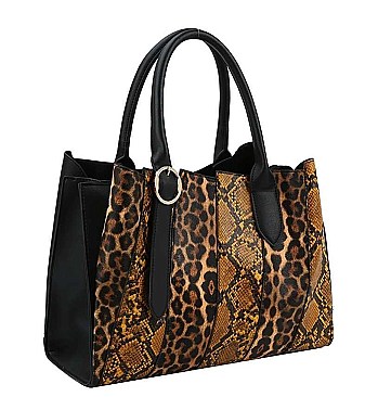 FASHION 2 IN 1 ANIMAL PRINT SATCHEL WALLET SET