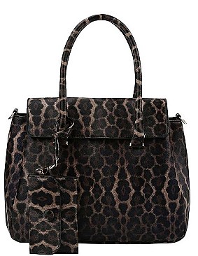 2IN1 LEOPARD PRINT SATCHEL WITH LONG STRAP