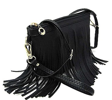 TWO STRAPPED MODERN TASSEL CROSSBODY BAG