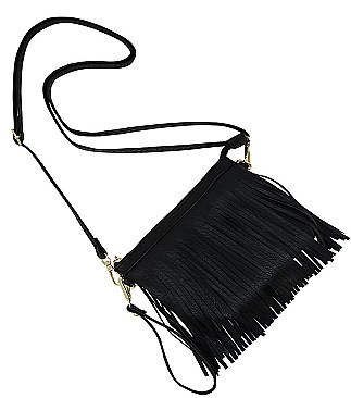 TWO STRAPPED MODERN TASSEL CROSSBODY BAG