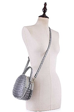 CUTE CROCO PATTERN CROSS BODY SHOULDER BAG