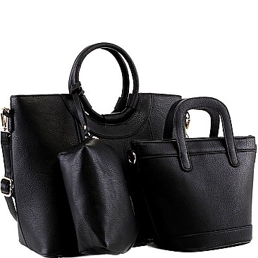 3 in1 Round Handle Accent Satchel Value SET