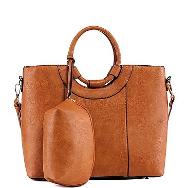 3 in1 Round Handle Accent Satchel Value SET