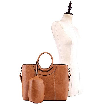 3 in1 Round Handle Accent Satchel Value SET