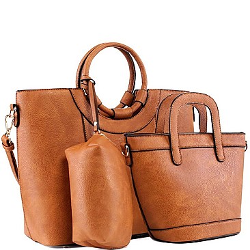 3 in1 Round Handle Accent Satchel Value SET