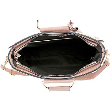 3 in 1 Braided Metal Handle Accent Twin Satchel Value SET