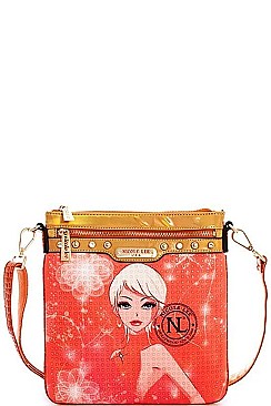 NICOLE LEE RHINESTONE EMBELLISHED DOTTY CROSS BODY BAG
