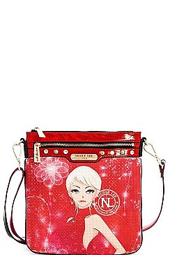 NICOLE LEE RHINESTONE EMBELLISHED DOTTY CROSS BODY BAG