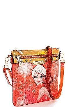 NICOLE LEE RHINESTONE EMBELLISHED DOTTY CROSS BODY BAG