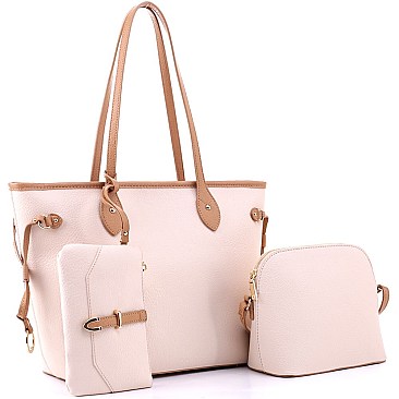 3 in 1 Two-Tone Shopper Tote Cross Body Value SET