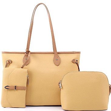 3 in 1 Two-Tone Shopper Tote Cross Body Value SET
