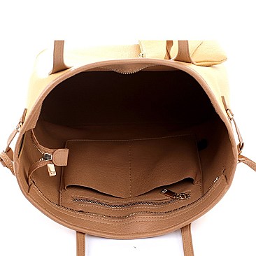 3 in 1 Two-Tone Shopper Tote Cross Body Value SET