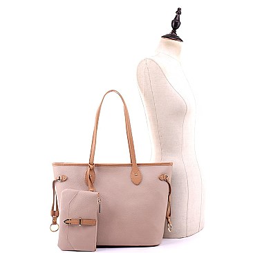 3 in 1 Two-Tone Shopper Tote Cross Body Value SET