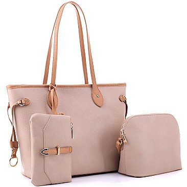 3 in 1 Two-Tone Shopper Tote Cross Body Value SET