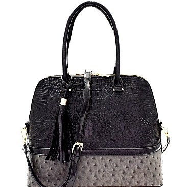 Color Block Crocodile Ostrich Dome Satchel MH-ES3087