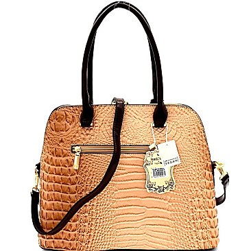 Color Block Crocodile Ostrich Dome Satchel MH-ES3087