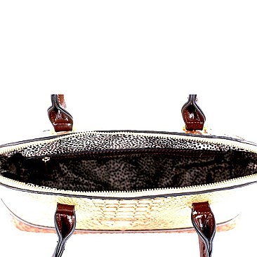 Color Block Crocodile Ostrich Dome Satchel MH-ES3087