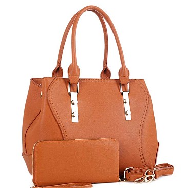 CHIC HARDWARE ACCENT SATCHEL WALLET SET