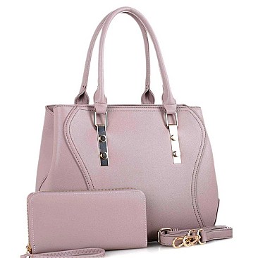 CHIC HARDWARE ACCENT SATCHEL WALLET SET