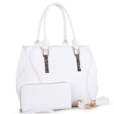 CHIC HARDWARE ACCENT SATCHEL WALLET SET
